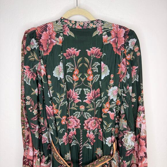 NWT Anthropologie Farm Rio Flowering Garden Tree Belted Puff Sleeve Mini Dress L - Picture 9 of 16